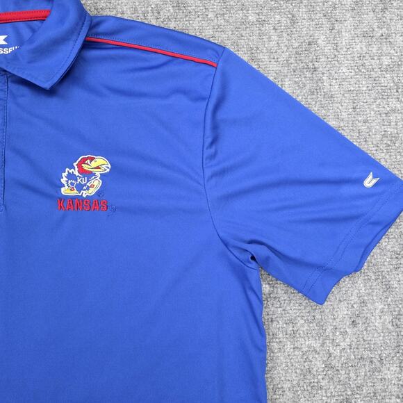 Kansas Jayhawks Shirt Mens Large Blue NCAA Basketball Polo KU Jayhawk Colosseum - Picture 14 of 15